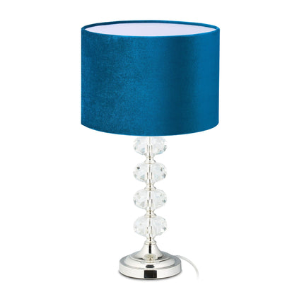 Table lamp in crystal and velvet blue