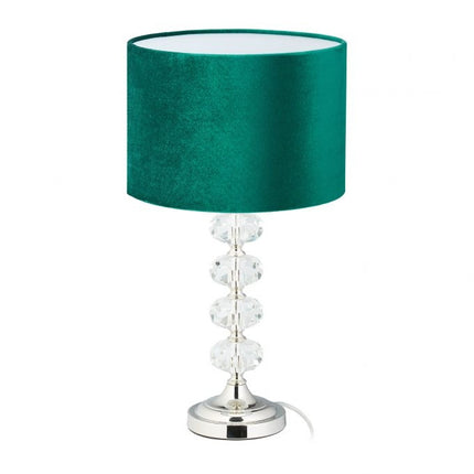 Table lamp in crystal and velvet green