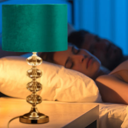 Table lamp in crystal and velvet green