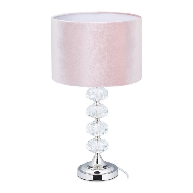 Table lamp in crystal and velvet pink