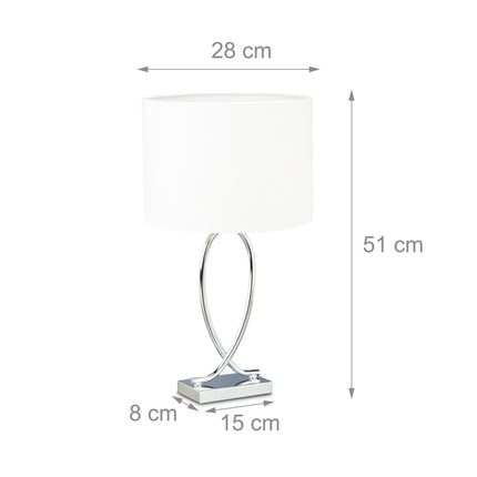 Table lamp with silver fabric shade