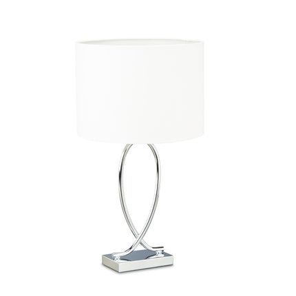 Table lamp with silver fabric shade