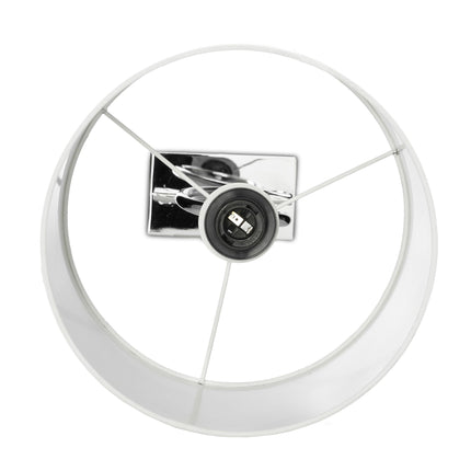 Table lamp with silver fabric shade