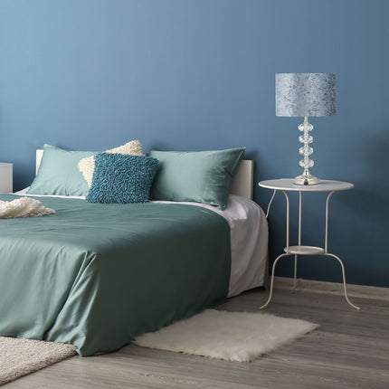 Table lamp with velvet shade