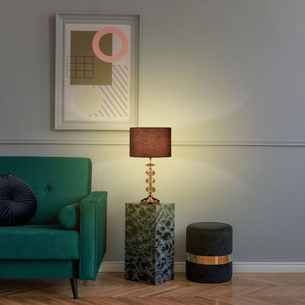 Table lamp with velvet shade