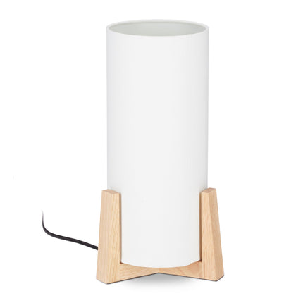 Table lamp with wooden base