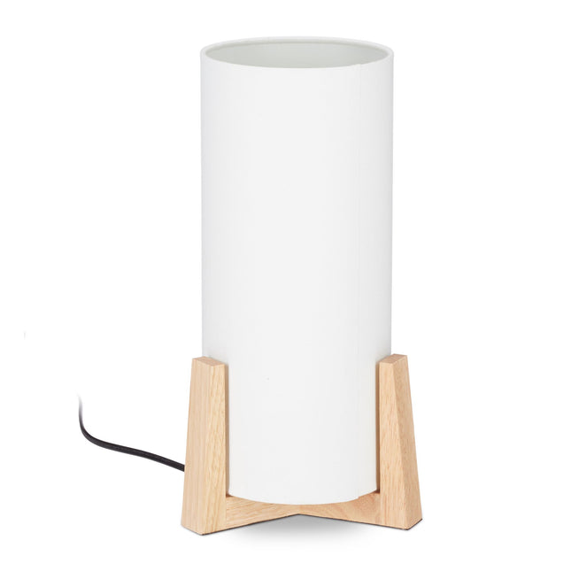 Table lamp with wooden base