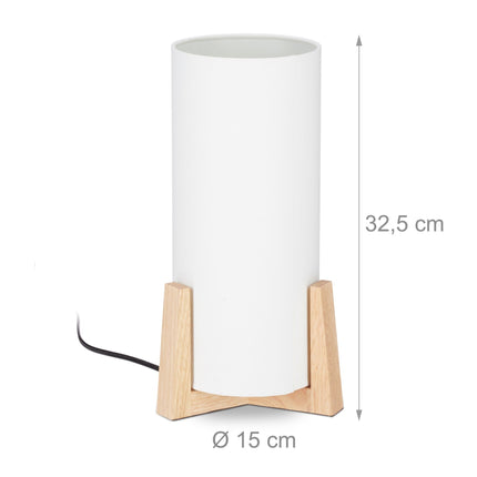 Table lamp with wooden base