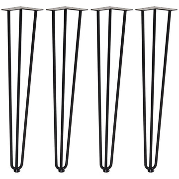 Steel table legs, set of 4, 12x12x72 cm, black finish