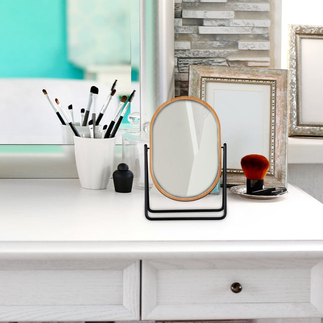Table mirror with bamboo frame