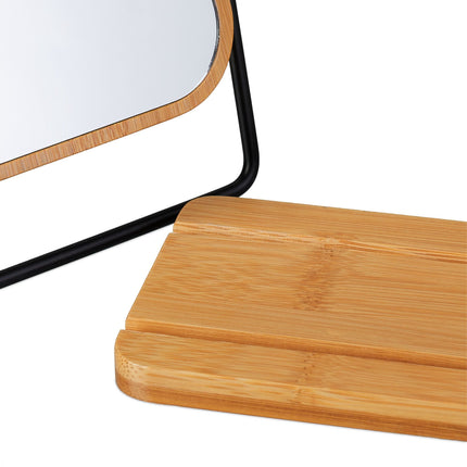 Table mirror with bamboo frame