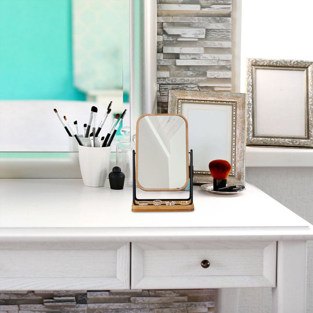 Table mirror with bamboo frame