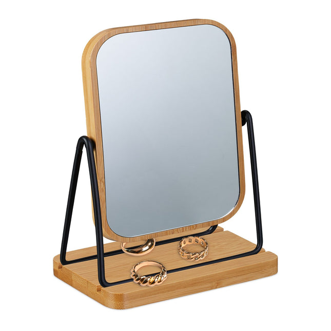 Table mirror with bamboo frame