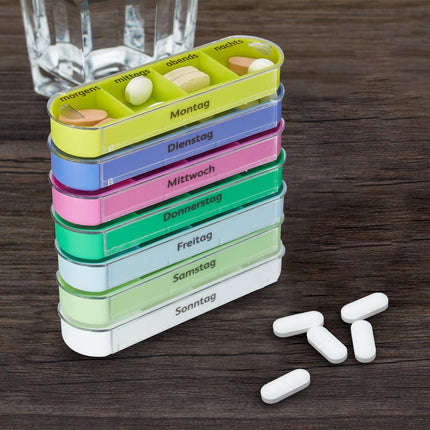 Tablet box with pocket 7 days 4 compartments