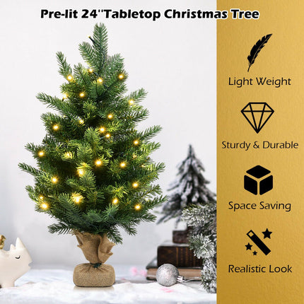Tabletop Artificial Christmas Tree, 24-Inch, 35 LED, Timer