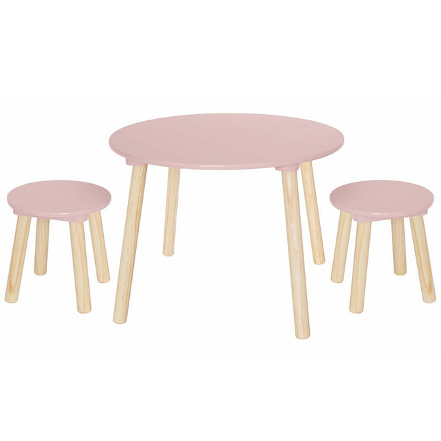 Table & two stools pink