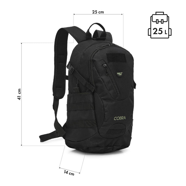 Tactical Backpack, Black, 25L Capacity