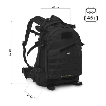 Tactical Backpack, Black, 45L Capacity