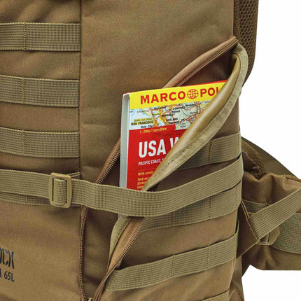Tactical Backpack, Sand, 65L Capacity