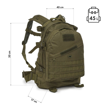 Tactical Backpack, Vanguard Green, 45L Capacity