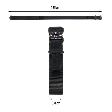 Tactical Belt, Black, 125cm, Heavy-Duty