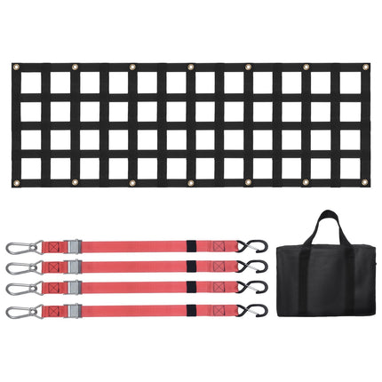 Tailgate Cargo Net 54 x 18 in, 4 Adjustable Straps, 1500 lb