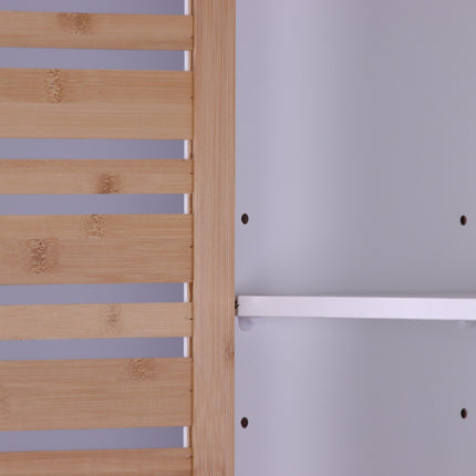 Tall Bathroom Cabinet, 190 cm, White, Bamboo Doors