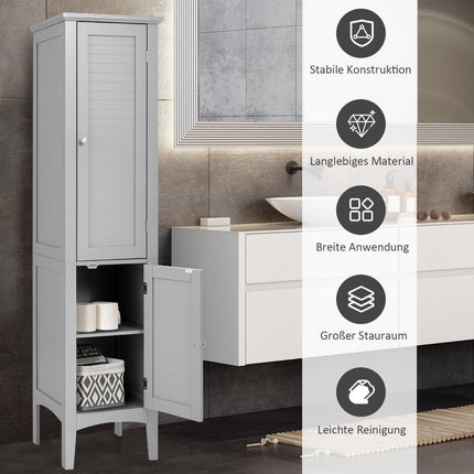 Tall Bathroom Cabinet, 5-Tier Freestanding Storage, Grey