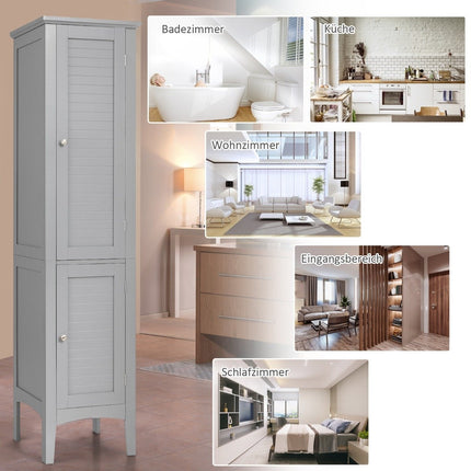 Tall Bathroom Cabinet, 5-Tier Freestanding Storage, Grey