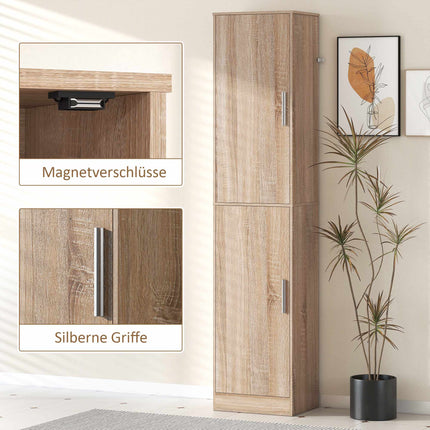 Tall Bathroom Cabinet, Natural Wood, Adjustable Shelves