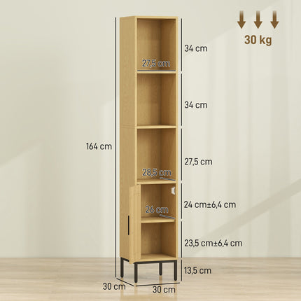 Tall Bathroom Cabinet, Slim Wood Look with Adjustable Shelf