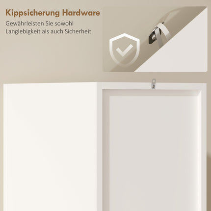 Tall Bathroom Cabinet, White, 2 Doors, 2 Open Shelves, Adjustable Shelves