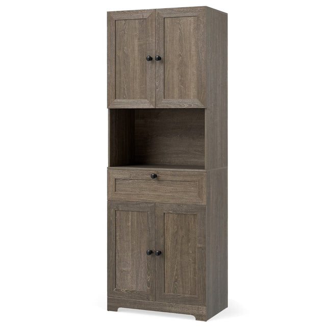 Tall Bathroom Cabinet with 4 Doors, 1 Drawer, Adjustable Shelf