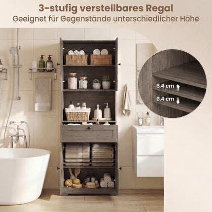 Tall Bathroom Cabinet with 4 Doors, 1 Drawer, Adjustable Shelf