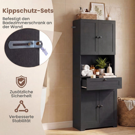 Tall Bathroom Cabinet with 4 Doors, 1 Drawer, Adjustable Shelf