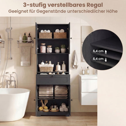 Tall Bathroom Cabinet with 4 Doors, 1 Drawer, Adjustable Shelf