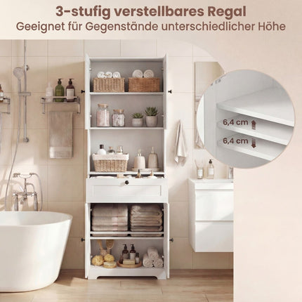 Tall Bathroom Cabinet with 4 Doors, Drawer, Adjustable Shelf