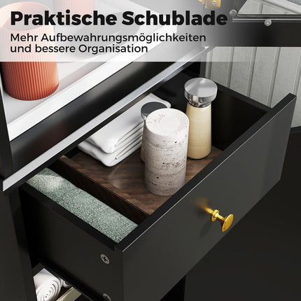 Tall Bathroom Cabinet with Adjustable Shelves, Black