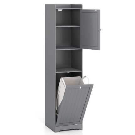 Tall Bathroom Cabinet with Adjustable Shelves, Grey, 170 cm