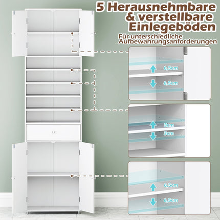 Tall Bathroom Cabinet with Drawer, Doors, Adjustable Shelves