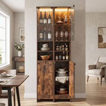 Tall Bathroom Cabinet with LED Lighting & Remote Control