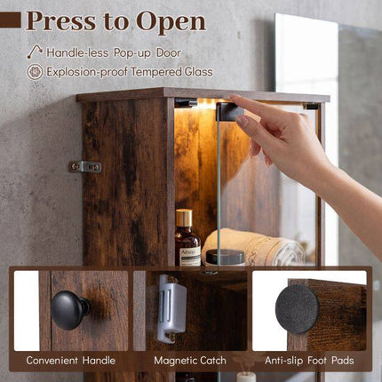Tall Bathroom Cabinet with LED Lighting & Remote Control