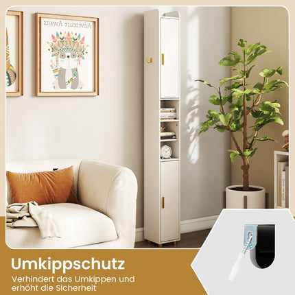 Tall Bathroom Cabinet with Toilet Paper Holder & Hook