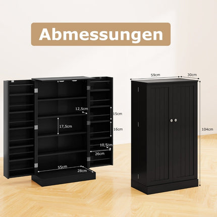 Tall Black Kitchen Pantry Cabinet with Adjustable Shelves