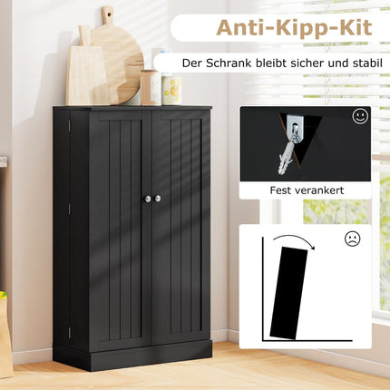 Tall Black Kitchen Pantry Cabinet with Adjustable Shelves