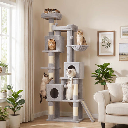 Tall Cat Tree, 200 cm with Beds, Hammock, for 3 Cats