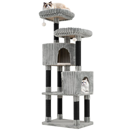 Tall Cat Tree with 2 Caves, Beds, Scratch Posts, 156 cm