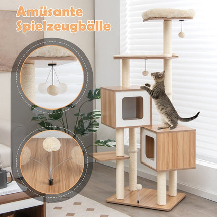 Tall Cat Tree with Sisal Posts and Plush Cushions