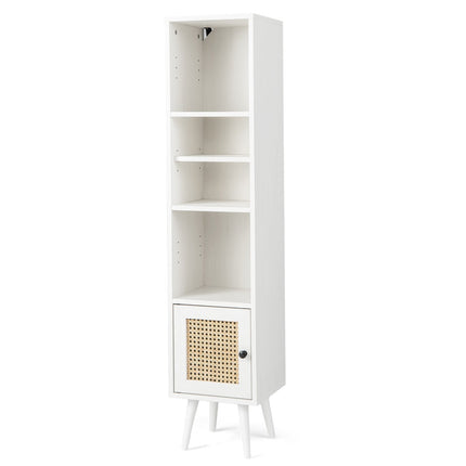 Tall Freestanding Rattan Cabinet with Adjustable Shelves