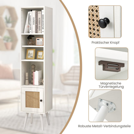 Tall Freestanding Rattan Cabinet with Adjustable Shelves